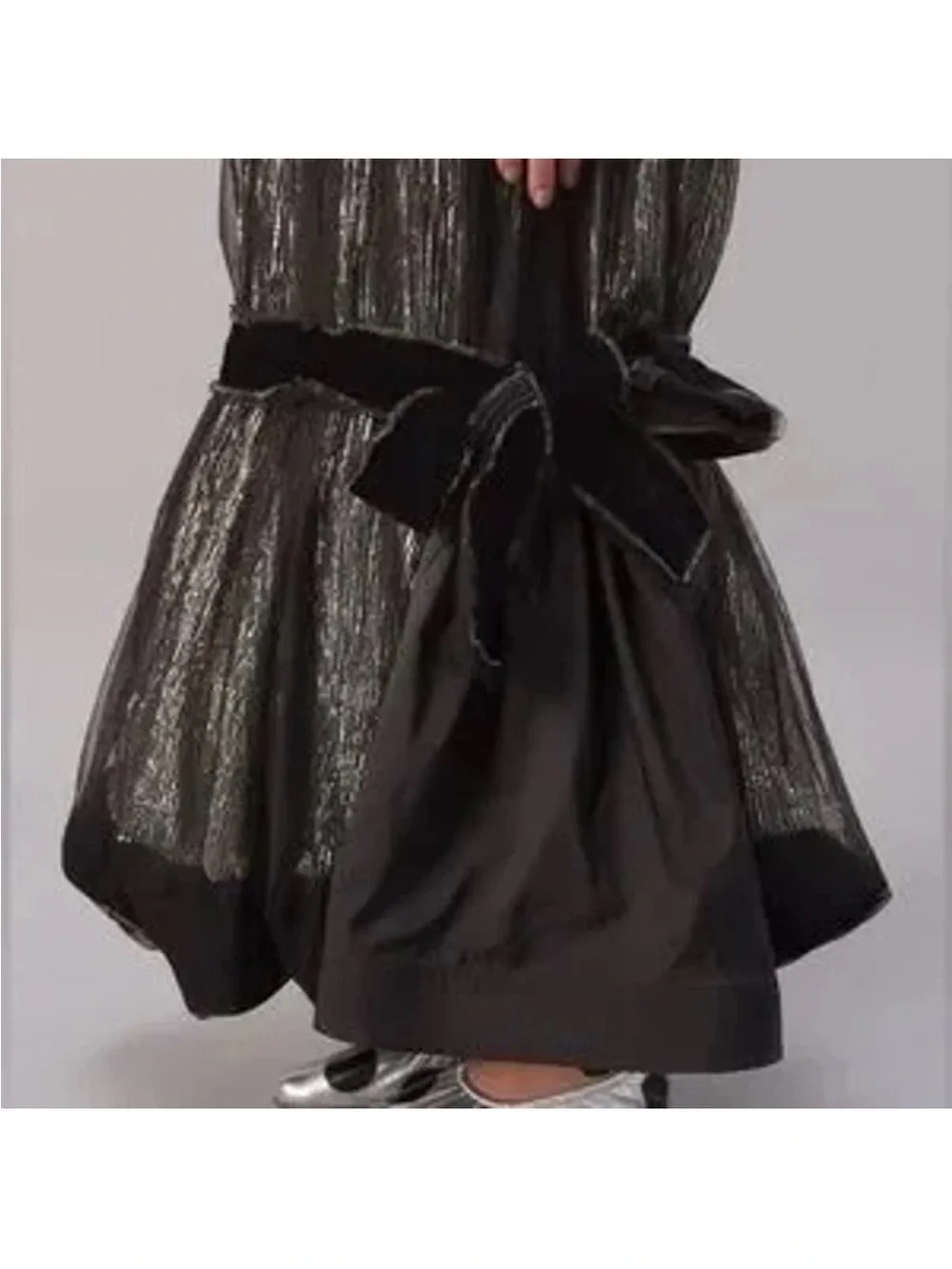 Tory Burch Black Metallic Mesh Evening Skirt